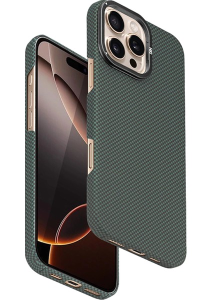 iPhone 16 Pro Max Uyumlu Kevlar Magsafe Kılıf – HDD 1000D Karbon Desenli, Darbeye Dayanıklı