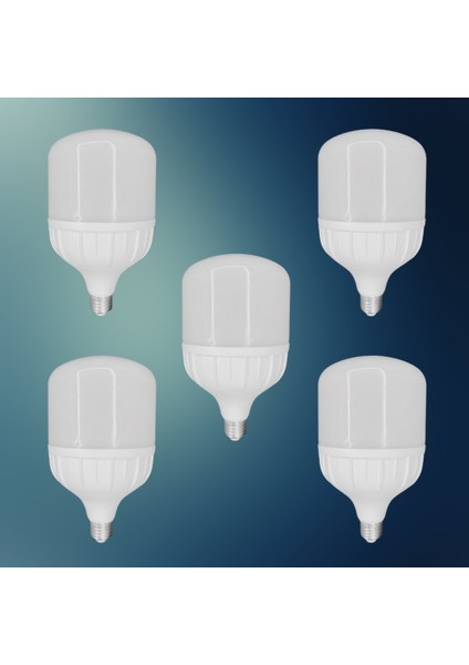 Chn 5'li Paket 50W Büyük Boy 6500K Beyaz Işık E27 LED Tasarruflu Ampül