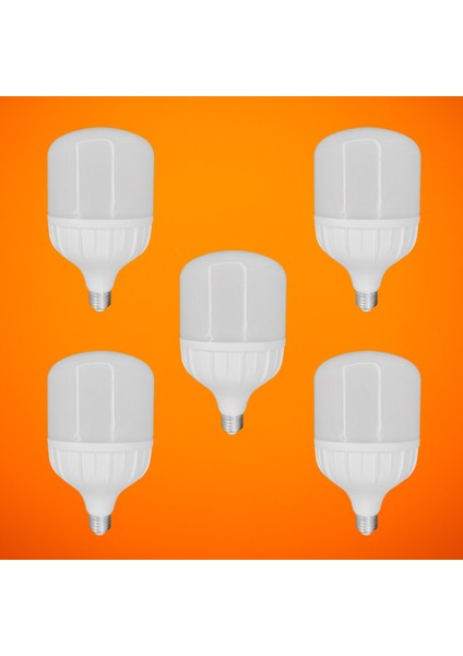 Chn 5'li Paket 50W Büyük Boy 6500K Beyaz Işık E27 LED Tasarruflu Ampül
