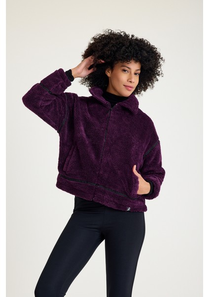 Shine Casual Kadın Peluş Mont Mor modelleri