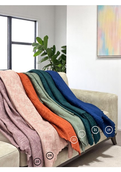 Jakarlı Şönil Kaymaz Koltuk Örtüsü ve Çekyat Örtüsü 175 x 215 cm | Mikrofiber Koltuk Şalı