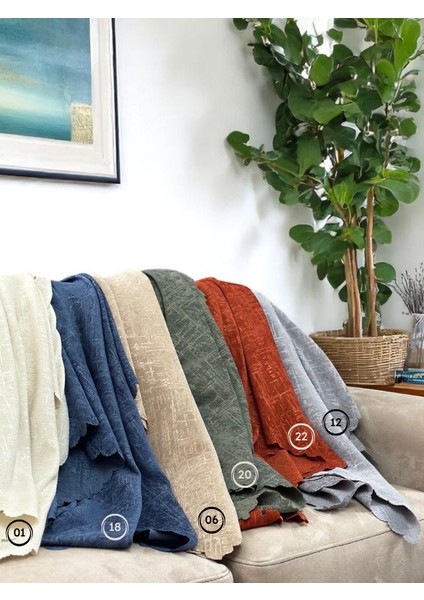 Jakarlı Şönil Kaymaz Koltuk Örtüsü ve Çekyat Örtüsü 175 x 215 cm | Mikrofiber Koltuk Şalı