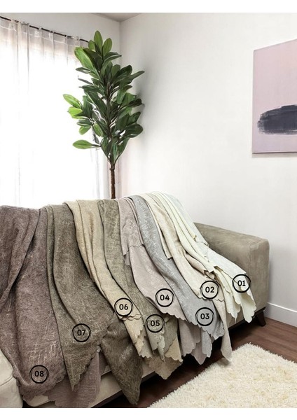 Jakarlı Şönil Kaymaz Koltuk Örtüsü ve Çekyat Örtüsü 175 x 215 cm | Mikrofiber Koltuk Şalı