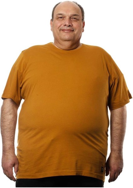 M-221 Erkek T-Shirt Süprem Bisiklet Yaka Kısa Kol 1xl Hardal