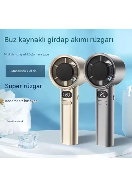 Hız ve Şarj Göstergeli, 120 Hız Ayarlı El Tipi Fan, Taşınabilir Mini Vantilatör, Şarjlı Soğutucu indirimleri