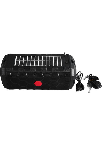 Güneş Enerjili Bluetooth Hoparlör Güneş Paneli Su Geçirmez 1200MAH Parlak El Feneri Radyo Fonksiyonu Omuz Askısı Taşınabilir Hoparlör (Yurt Dışından)