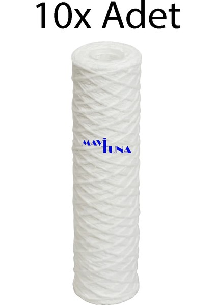 10 Adet 10" Inç 25 Mikron Tortu Polipropilen Ip Sargılı Iplik Su Arıtma Filtre Kartuşu