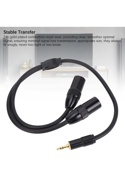 Çift Xlr Erkek - 1/8in Trs Stereo Y Ayırıcı Kablo 1.6ft 3.5mm Taşınabilir Medya Oynatıcısı Dizüstü Bilgisayar Mikseri Için (Yurt Dışından)