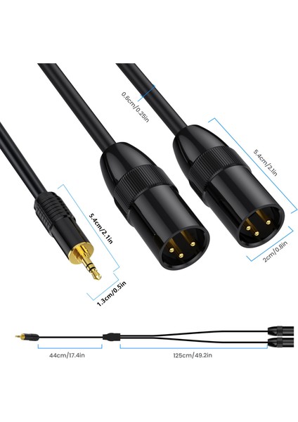 Çift Xlr Erkek - 1/8in Trs Stereo Y Ayırıcı Kablo 1.6ft 3.5mm Taşınabilir Medya Oynatıcısı Dizüstü Bilgisayar Mikseri Için (Yurt Dışından) fırsatları