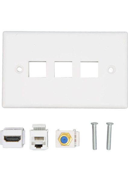 Hd Multimedya Arayüzü Duvar Plakası Çok Işlevli Cat6 Tv F Başlığı 3 Port Ethernet Duvar Plakası Hdtv'ler Için (Yurt Dışından)