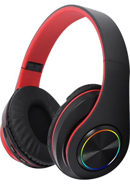 Bluetooth Kulaklık Rgb Işık Derin Bas Gürültü Azaltma Rahat Su Geçirmez Katlanabilir Kablosuz Oyun Kulaklığı Siyah Kırmızı (Yurt Dışından)