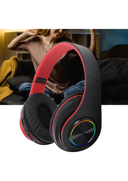 Bluetooth Kulaklık Rgb Işık Derin Bas Gürültü Azaltma Rahat Su Geçirmez Katlanabilir Kablosuz Oyun Kulaklığı Siyah Kırmızı (Yurt Dışından) indirimleri