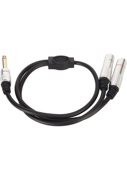 1/4 Inç Stereo Ayırıcı Y Kablosu Alüminyum Alaşımlı Kabuk 6.35MM Mono Erkek Fiş Çift 6.35MM Dişi Jak Kablosu 19.7in (Yurt Dışından)