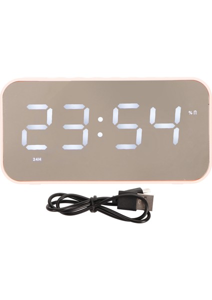 Kablosuz Bluetooth Hoparlör Stereo Ses Gürültü Önleyici Sıcaklık Göstergesi Ses Yayını Fm Radyo Aynalı Çalar Saat Pembe (Yurt Dışından)