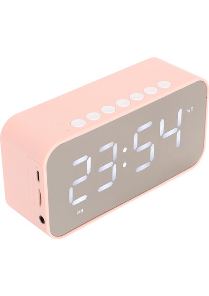 Kablosuz Bluetooth Hoparlör Stereo Ses Gürültü Önleyici Sıcaklık Göstergesi Ses Yayını Fm Radyo Aynalı Çalar Saat Pembe (Yurt Dışından) fırsatları
