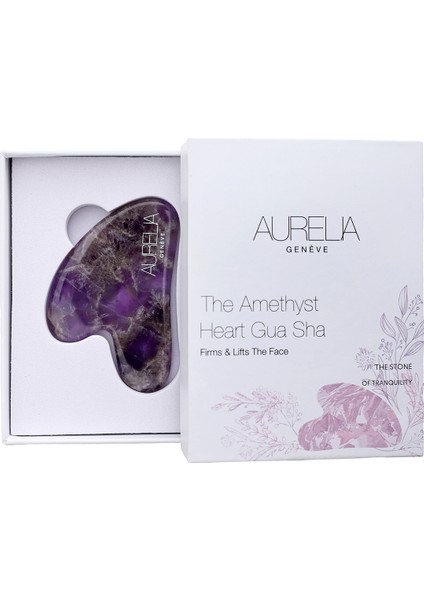 Aurelia Amethyst Gua Sha Crystal - Heart - Gua Sha Taşı - Ametist