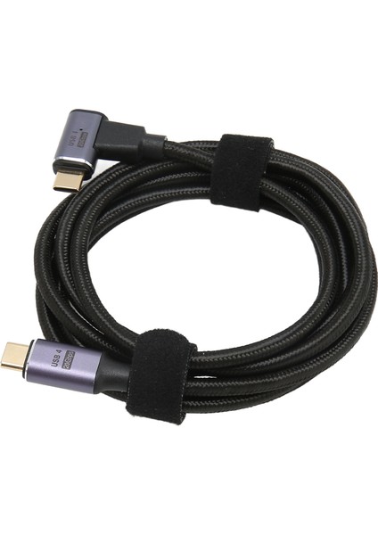 USB C - USB C Kablosu Çok Işlevli 8k 60Hz Yüksek Hızlı 20GBPS Pd 100W Hızlı Şarj USB 4.0 Manyetik Veri Kablosu 78,7 Inç Yan Dirsek (Yurt Dışından)