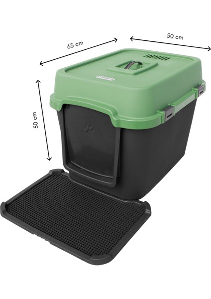 Premium Kapalı Kedi Tuvaleti Paspaslı Yeşil 50*50*65cm fiyatları