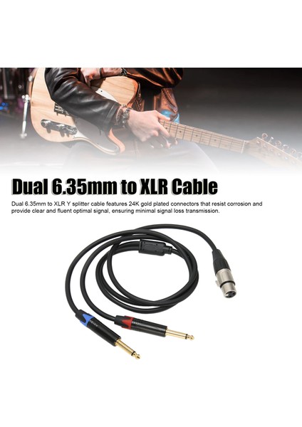 Çift 6.35MM Erkek - Xlr Dişi Kablo 24K Altın Kaplama Konnektörler Çift 1/4 Inç - Xlr Y Ayırıcı Dönüştürücü Adaptör 1m / 3.3ft (Yurt Dışından)