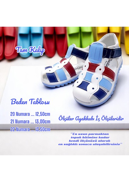 Ortopedik İlk Adım Erkek Bebek Sandaleti EİAGCM2406 Beyaz Mavi Kırmızı 21