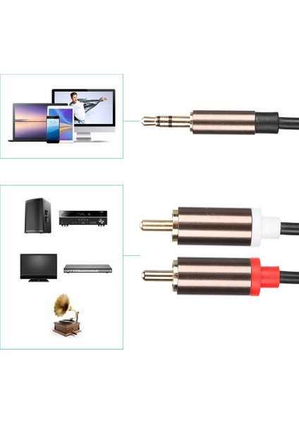 Ses Hattı Hoparlör Kablosu Bilgisayar Subwoofer Kablosu Telefon Aksesuarı 2'si 1 Arada 3,5 mm Erkek - 2rca 2 Metre (Yurt Dışından) fırsatları