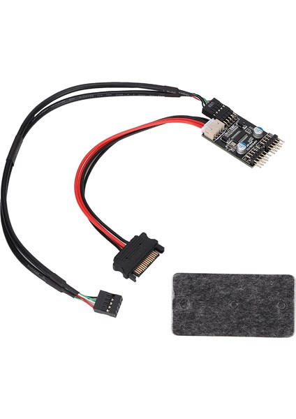 1 Erkek - 2 Erkek Port USB 2.0 Başlığı 9pın - Çift 9pın Uzatma Hub'ı Sata Güç Kablosuyla (Yurt Dışından)
