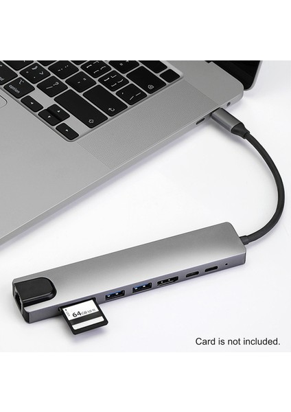 8'i 1 Arada USB C Hub Type-C Hub Adaptörü Yerleştirme Istasyonu Çoklu Bağlantı Noktası Adaptörü 4K Hd RJ45 Ethernet USB 2.0 Pd Şarj Bağlantı Noktası Pc Notebook Tv ile Uyumlu (Yurt Dışından) modelleri