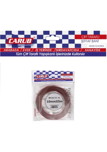 ÇİFT TARAFLI BANT 10 MM X 5 MT ŞEFFAF (SİLİKONLU)