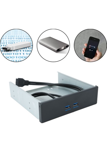 Yüksek Hızlı 20PIN 2-Port USB 3.0 Hub Optik Disk Sürücüsü Ön Panel (Yurt Dışından)