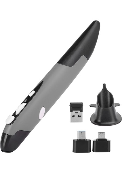 USB Bilgisayar Kalemi Pc Parçaları Kablosuz 2.4g Fare Kalem Tipi Kişiselleştirilmiş Yenilikçi Dikey (Gri Pr-03) (Yurt Dışından)