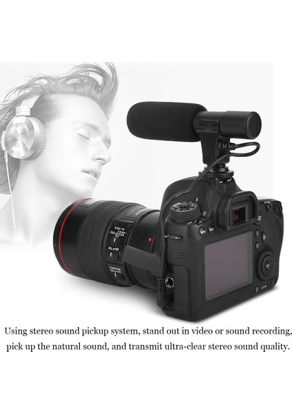 Mini Profesyonel Stereo Mikrofon Video Kaydı Için Evrensel Dijital Video Kamera Için (Yurt Dışından)
