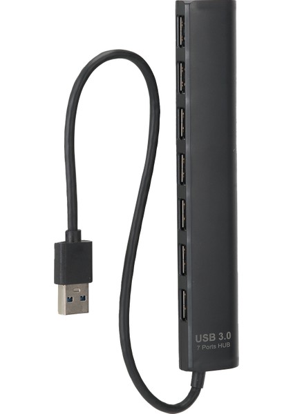 USB 3.0 Hub Siyah 7'si 1 Arada Yüksek Hızlı Iletim Ayırıcı Taşınabilir Ağ Adaptörü 5gb (Yurt Dışından)