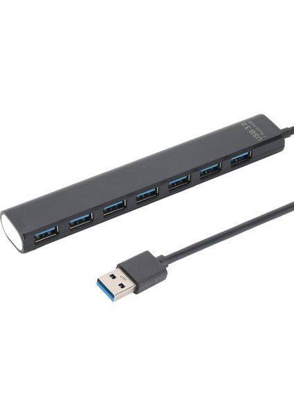 USB 3.0 Hub Siyah 7'si 1 Arada Yüksek Hızlı Iletim Ayırıcı Taşınabilir Ağ Adaptörü 5gb (Yurt Dışından)