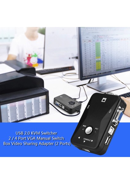USB 2.0 Kvm Switcher 2 / 4 Port VGA Manuel Switch Kutusu Video Paylaşım Adaptörü (2 Port) (Yurt Dışından) fiyatları