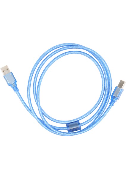 USB Veri Kablosu A Erkek - B Erkek Şeffaf Mavi Tetragonum Port Yazıcı Bağlantı Hattı5 Metre (Yurt Dışından)