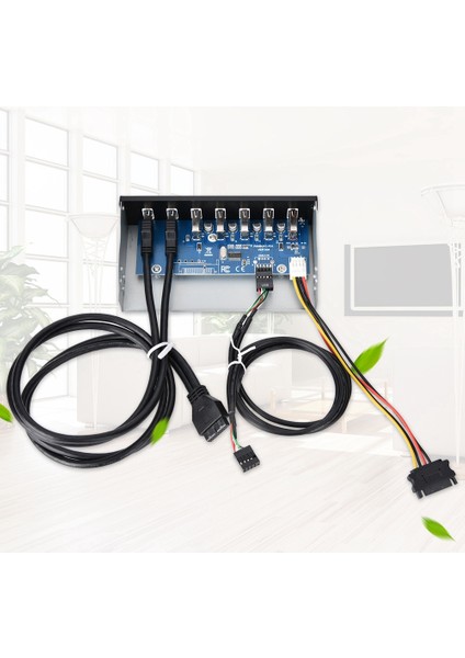 Usb3.0 Optik Sürücü Ön Panel 5.25 Inç 7 Port Hub 19PIN - 2 Port U3+4 Port U2 Hızlı Şarj (Yurt Dışından)