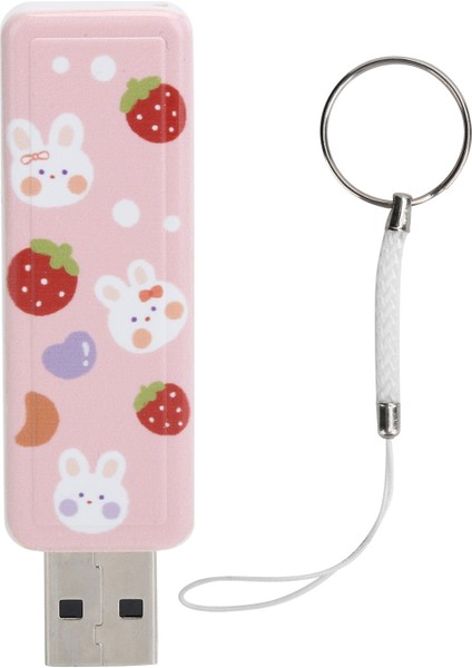 U Disk Pushpull Usb2.0 Bellek Araba Flash Sürücü Bilgisayar Aksesuarları Çilek Tavşan Deseni (128 Gb) (Yurt Dışından)