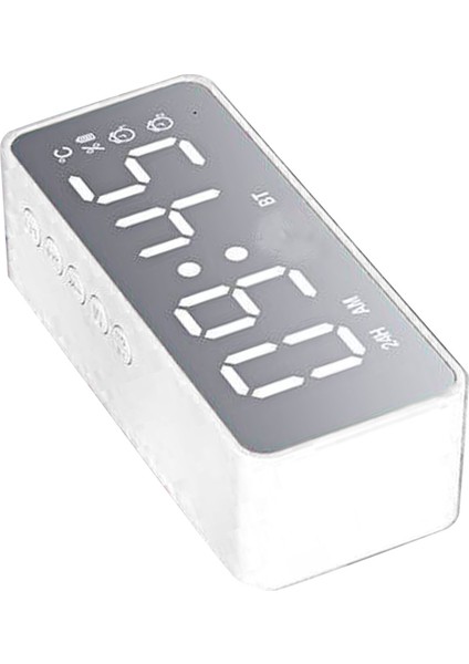 Bluetooth Hoparlör Çalar Saat Çok Işlevli Elektrikli Çalar Saatler Ev Yatak Odası Beyaz Için Çift Alarmlı Aynalı Yüzey (Yurt Dışından) modelleri