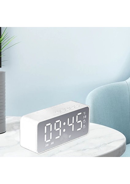 Bluetooth Hoparlör Çalar Saat Çok Işlevli Elektrikli Çalar Saatler Ev Yatak Odası Beyaz Için Çift Alarmlı Aynalı Yüzey (Yurt Dışından) indirimleri