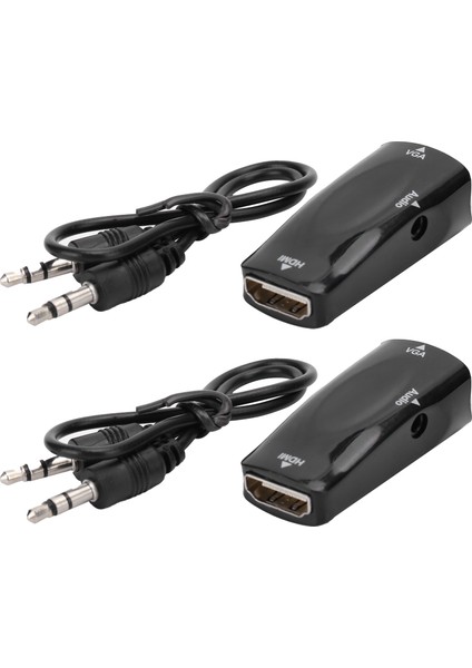 2 Adet 1080P Video Dönüştürücü HDMI Dişi - VGA Dişi 3,5 mm Ses Çıkış Kablosu ile Dizüstü Bilgisayar Cep Telefonu Için (Yurt Dışından)