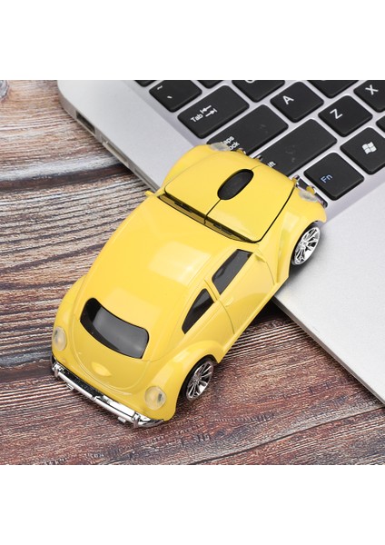 Creative Beetle Araba Şekilli 2.4g 1200DPI Kablosuz Fare Ergonomik Fare Windows/mac Os Için Sarı (Yurt Dışından)