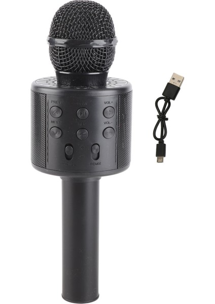 Kablosuz Bluetooth Mikrofon Taşınabilir 4'ü 1 Arada Çok Işlevli Gürültü Azaltma Karaoke Mikrofonu Ev Ktv Parti Araba Siyah (Yurt Dışından)