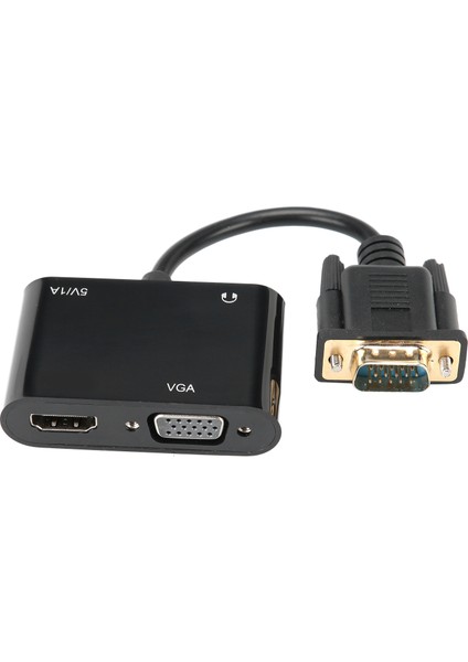 VGA - HDMI Adaptörü 3'ü 1 Arada Güç Dönüştürücü Tv Projektör Ekranları Sesli Dizüstü Bilgisayar Siyah (Yurt Dışından)