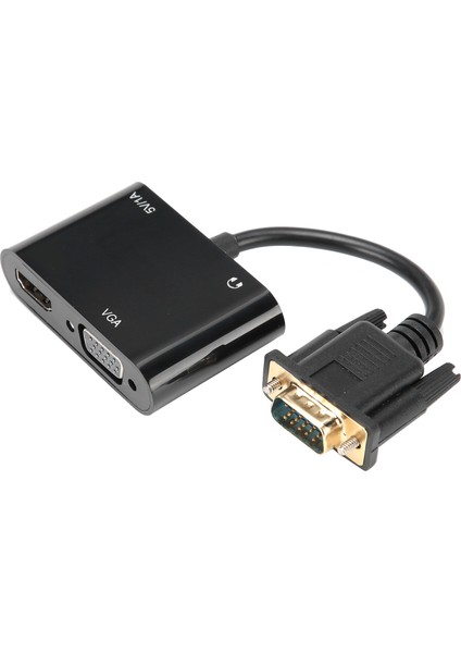 VGA - HDMI Adaptörü 3'ü 1 Arada Güç Dönüştürücü Tv Projektör Ekranları Sesli Dizüstü Bilgisayar Siyah (Yurt Dışından)