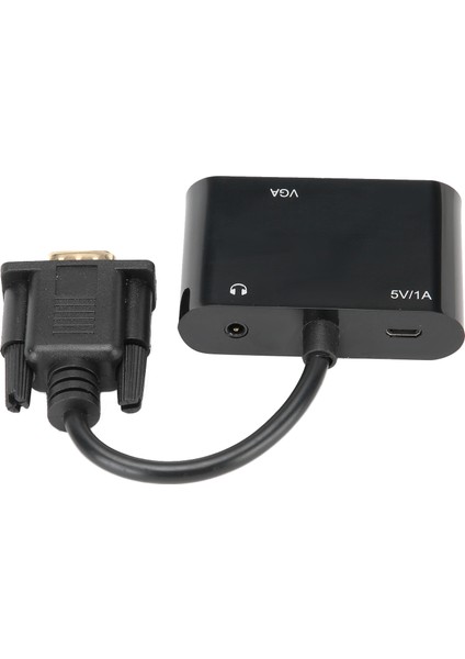 VGA - HDMI Adaptörü 3'ü 1 Arada Güç Dönüştürücü Tv Projektör Ekranları Sesli Dizüstü Bilgisayar Siyah (Yurt Dışından)