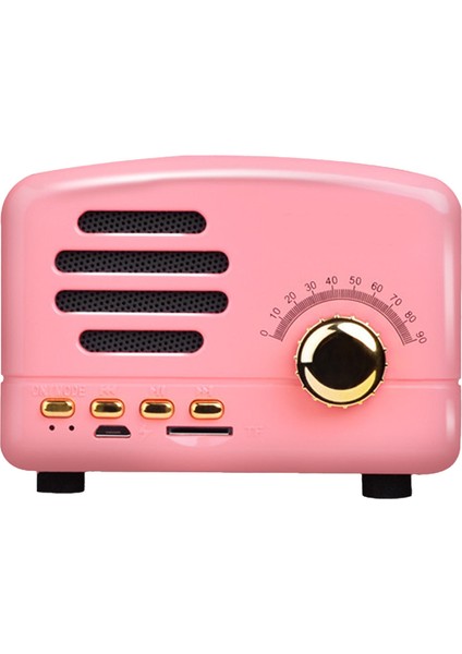 Vintage Bluetooth Hoparlör Çok Işlevli Yenilikçi Tak-Çıkar Kart Güçlü Bas Retro Kablosuz Hoparlör Açık Hava Seyahat Ev Pembe (Yurt Dışından)