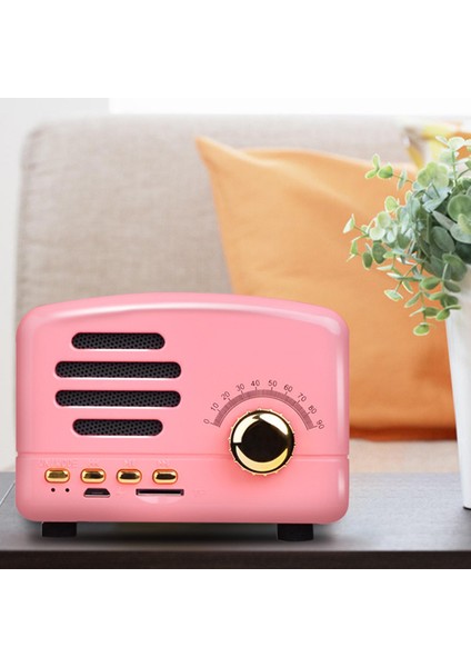 Vintage Bluetooth Hoparlör Çok Işlevli Yenilikçi Tak-Çıkar Kart Güçlü Bas Retro Kablosuz Hoparlör Açık Hava Seyahat Ev Pembe (Yurt Dışından) indirimleri