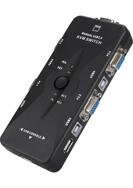 4 Portlu USB 2.0 Kvm Vga/svga Monitör Hub Bilgisayar Anahtar Kutusu Adaptör Cihazları Pc Klavye Mou (Yurt Dışından)