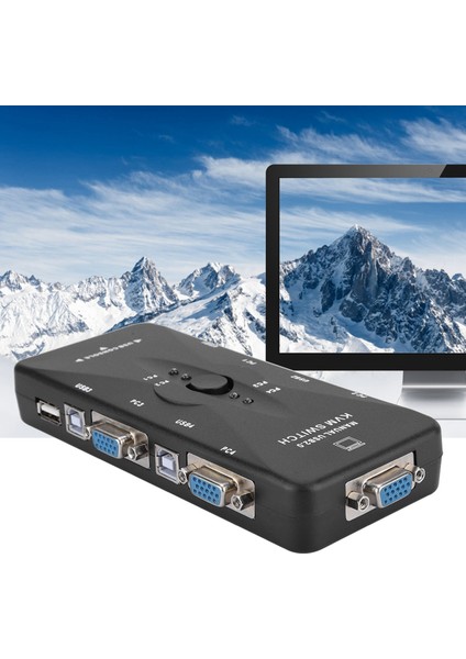 4 Portlu USB 2.0 Kvm Vga/svga Monitör Hub Bilgisayar Anahtar Kutusu Adaptör Cihazları Pc Klavye Mou (Yurt Dışından)