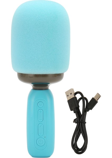 El Tipi Karaoke Mikrofonu Rgb Işık Destekli Hafıza Kartı Taşınabilir Kablosuz Bluetooth Şarkı Söyleme Mikrofonu Çocuklar Yetişkinler Için Mavi (Yurt Dışından)